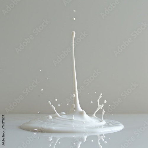 pouring of milk drop on white background