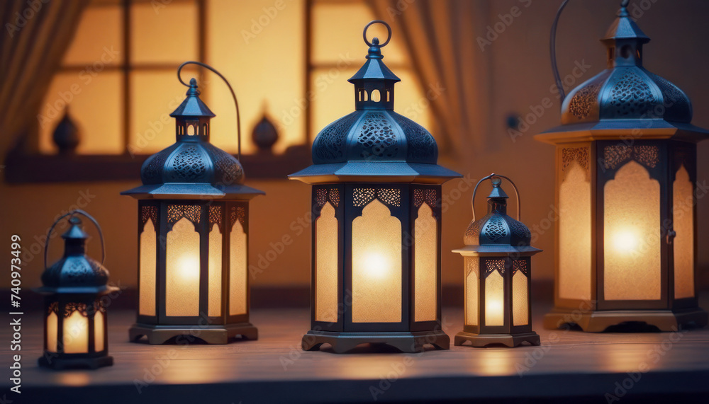 Ramadan Kareem, Lantern, Postcard: Illuminated lantern at dusk during Ramadan signifies tradition. Ramadan Kareem, Lantern, Postcard: Illuminated lantern at dusk during Ramadan signifies tradition.