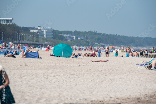 Mielno, Poland - June 19, 2023:Early Summer Vibes at Mielno Beach on the Baltic Sea Before the Holiday Season © PhotoRK