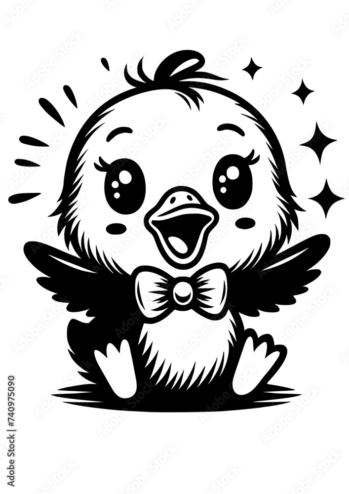Baby Duck Wearing a Bow Tie, Duck SVG Vector Baby Duck Wearing a Bow Tie, Duck SVG Vector