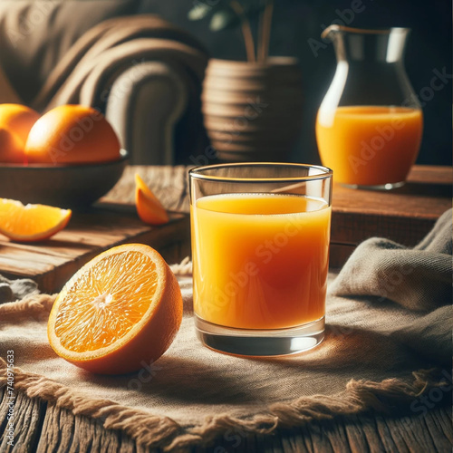 Orange juice and fruits