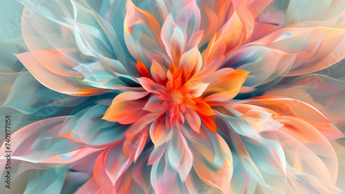 explosion of abstract flowers  where each bloom is a fusion of digital and watercolor textures in a riot of colors.