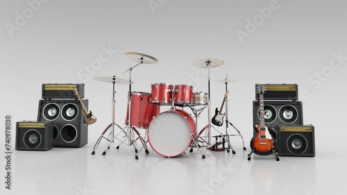 Drum Assembly, Concert, Rock, Presentation, 3d rendering, 3d illustration photo