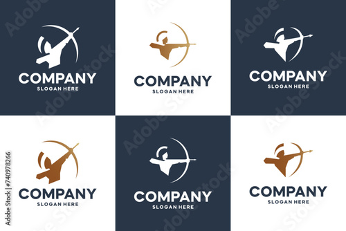 set of archer ,target shoot, logo design template. photo