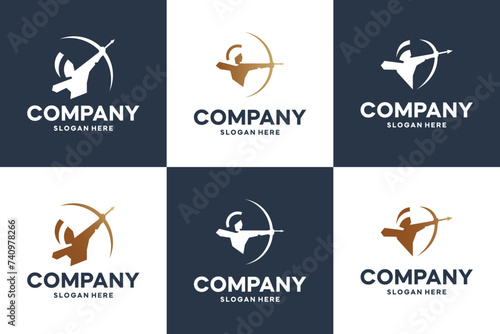 set of archer ,target shoot, logo design template.