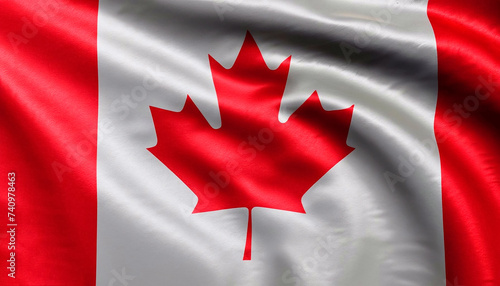 Canada flag with pleats with visible satin texture