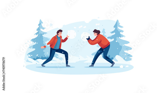 Snowball Fights vector flat minimalistic isolated vector style illustration