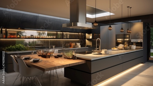 Beautiful modern kitchen in a luxury apartment. © Lubos Chlubny