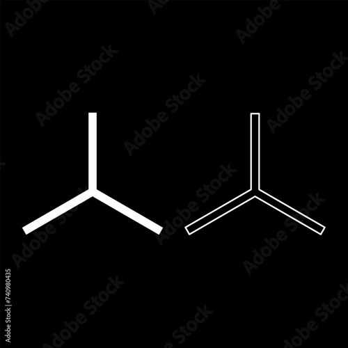 3D axis coordinate system measurement modeling space XYZ tridimensional set icon white color vector illustration image solid fill outline contour line thin flat style