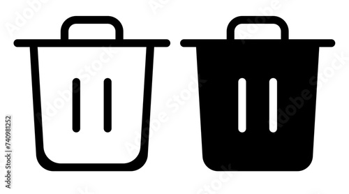 Bin rounded solid and line icons