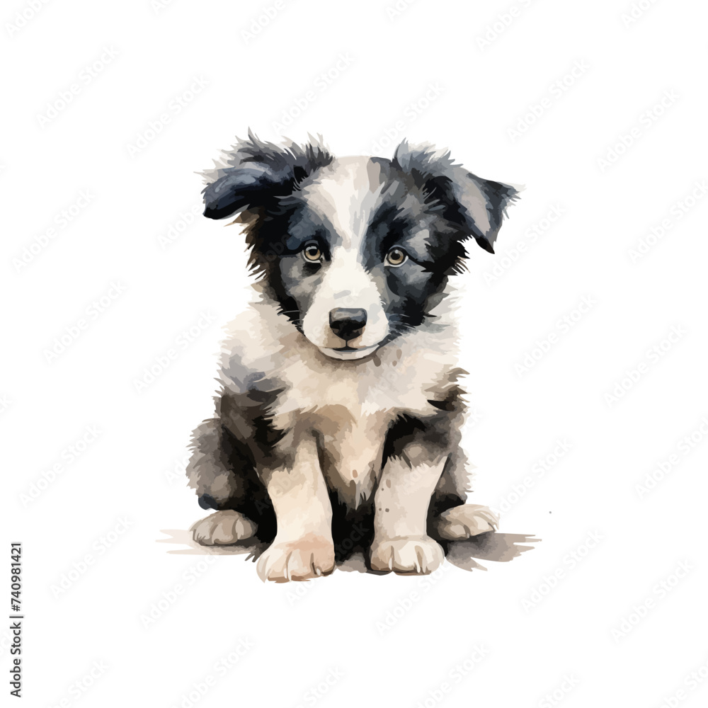 watercolor puppy border collie clipart for graphic resources