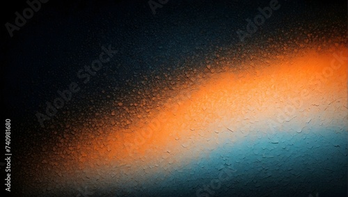 orange, blue, teal, white grainy noisy gradient color on black background. generative AI