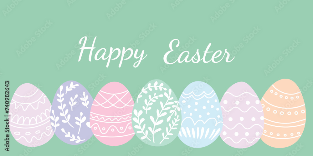 Happy easter template with eggs. Vector illustration.