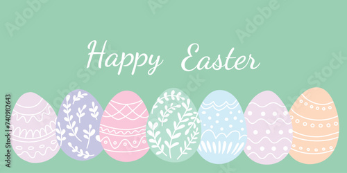 Happy easter template with eggs. Vector illustration.