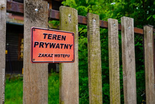 private property sign ritten in polish language photo