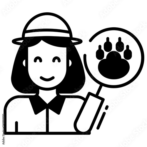 Zoologist glyph and line vector illustration
