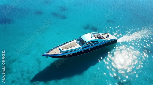 Aerial View of Luxury Motor Boat