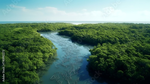 Aerial View of Mangrove Forest in Thailand