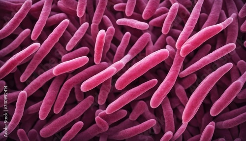 Illustration of Microbacterium Tuberculosis Bacteria (MTB). Healthcare concept. Research idea. 3d rendered style, SEM, TEM view.