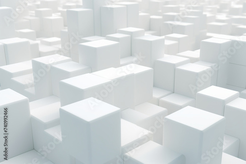 Modern abstract background with white cubes. Cube formation structure. Abstract Technology Background. 3D render 