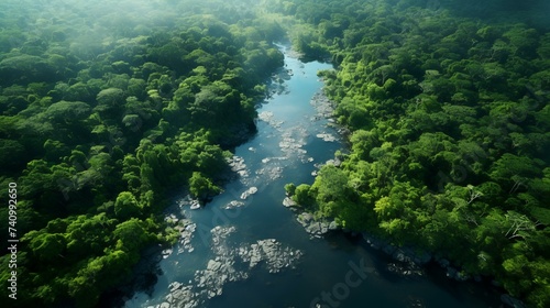 Aerial View of the Amazon Rainforest: Lush Greenery