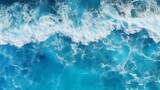 Aerial View of Ocean Waves: Blue Sea Water

