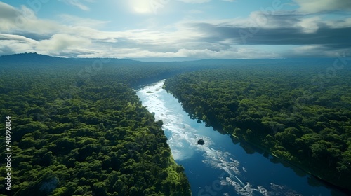 Aerial View of the Amazon Jungle Landscape