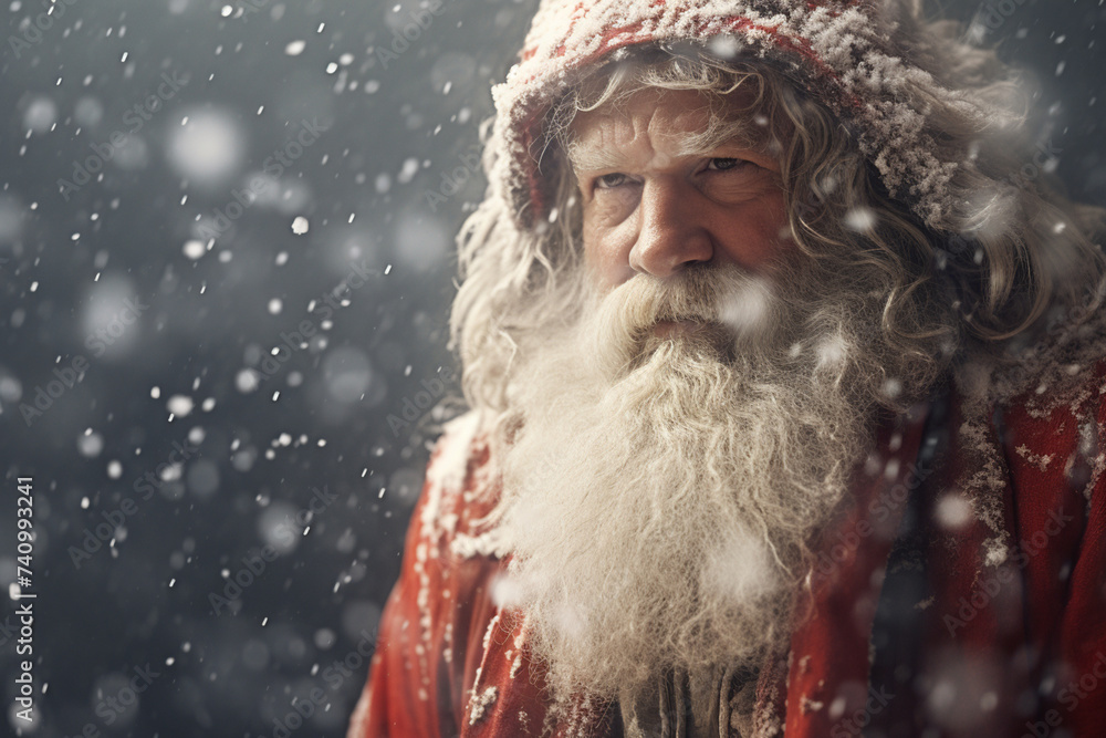 Santa Claus under heavy blizzard Santa Claus under heavy blizzard