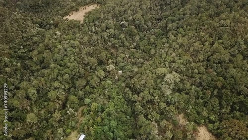 Toma aérea de un bosque en el filo de la montaña, ubicado en La Calera, Cundinamarca - Colombia photo