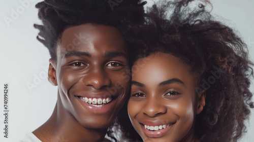Posing gracefully, people with braces flashes a radiant smile