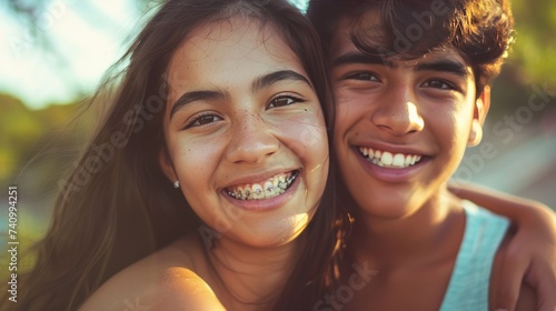 Posing gracefully, people with braces flashes a radiant smile