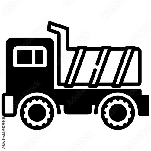 Loading truck glyph and line vector illustration