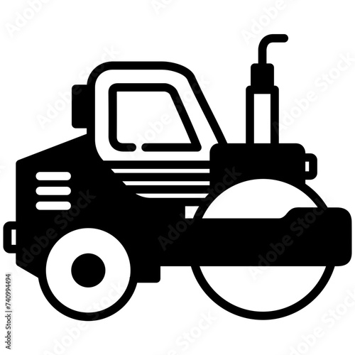 Road roller glyph and line vector illustration
