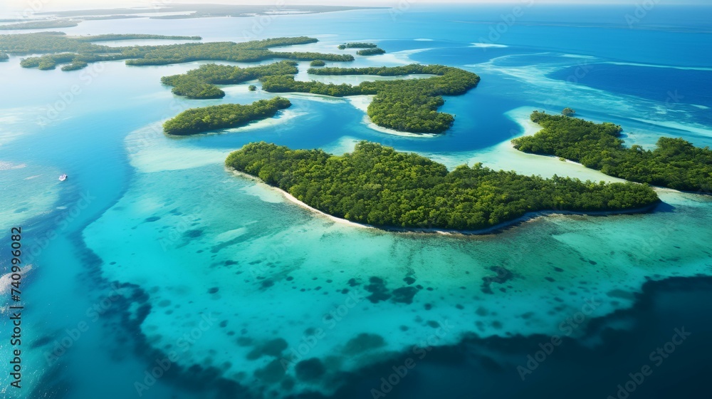 An Aerial View of the Blue Lagoons in Belize

