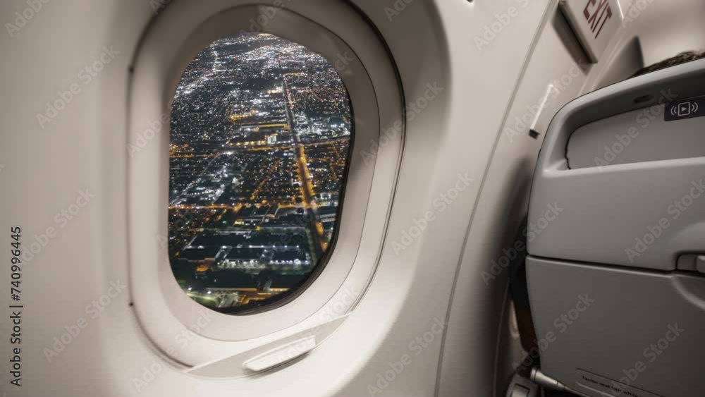 4K video of Los Angeles during the night time through the window of an airplane 4K video of Los Angeles during the night time through the window of an airplane