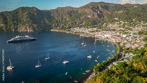 Drone Photography of Soufriere, Saint Lucia in the Caribbean.