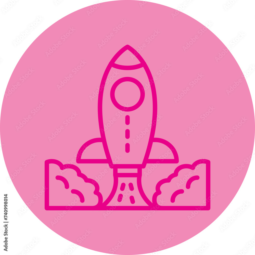 Rocket Pink Line Circle Icon Rocket Pink Line Circle Icon