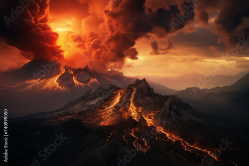 ilustrasi lanskap vulkanik photo