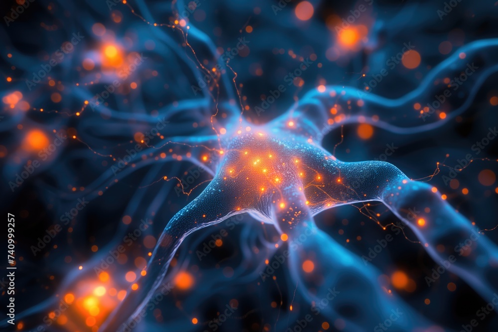nerve cells within the brain's prefrontal cortex engage in intricate patterns of activity as different options are weighed and evaluated. Neural networks integrate sensory information, past experience - obrazy, fototapety, plakaty 
