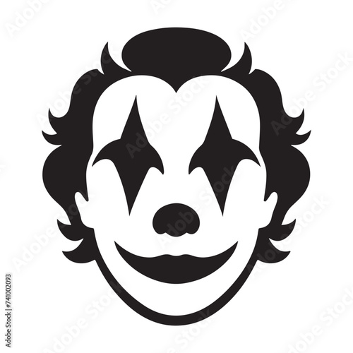 Shadows of Laughter: Clown Face Silhouette Glimpse of Whimsy Silhouetted Clown Playful Darkness Clown's Silhouette Grin.