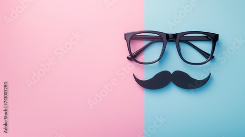 Minimalist April Fool's Day Concept with Glasses and Mustache photo