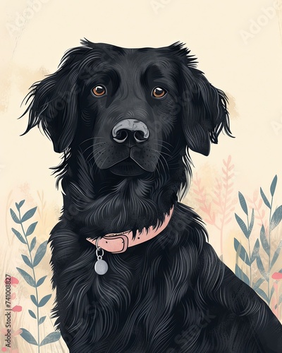 black retriever dog Boho Dog Nursery Artwork Whimsical Dog Illustration