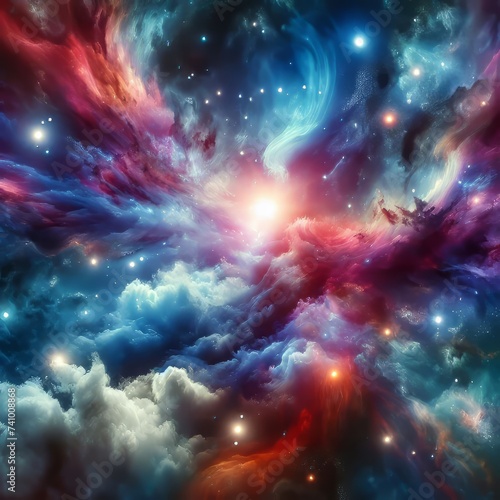 Colorful space galaxy cloud nebula. Stary night cosmos © homan