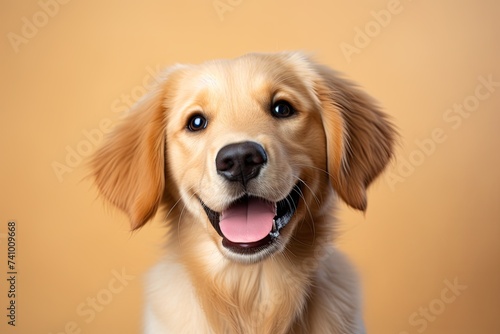 Happy smiling dog on white background