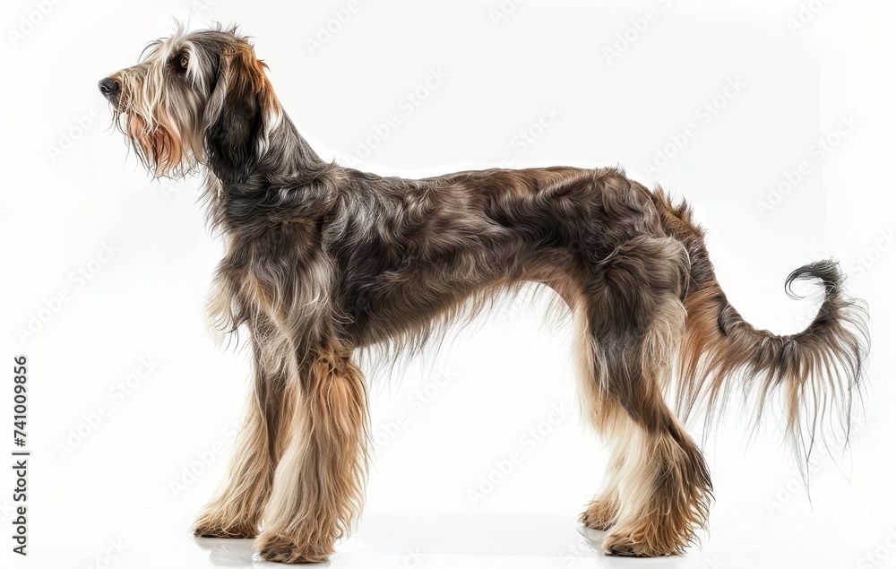 This stunning black Afghan Hound stands with a commanding presence, its glossy coat and muscular build showcasing the breed's versatility and strength. Its deep gaze is as enchanting as its rich. This stunning black Afghan Hound stands with a commanding presence, its glossy coat and muscular build showcasing the breed's versatility and strength. Its deep gaze is as enchanting as its rich.
