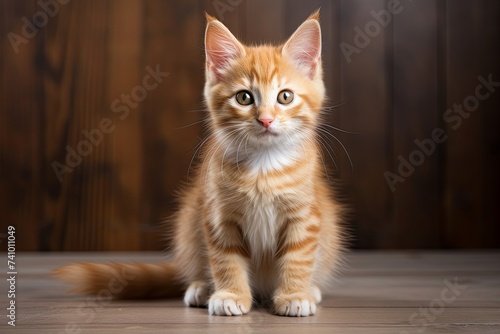 Closeup shot of a beautiful ginger domestic cute kitten cat