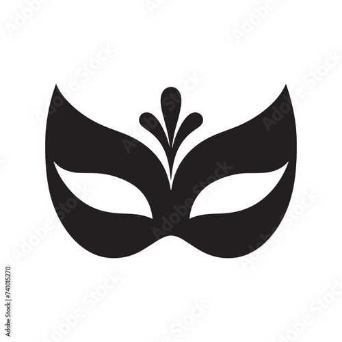 Masked Elegance: Silhouetted Masquerade Mask dorning Face with Intrigue, Mystery, and a Dash of Enigmatic Charm and Allure. Vector masquerade silhouette.