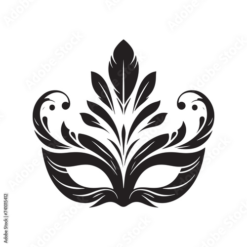 Masked Elegance: Silhouetted Masquerade Mask dorning Face with Intrigue, Mystery, and a Dash of Enigmatic Charm and Allure. Vector masquerade silhouette.