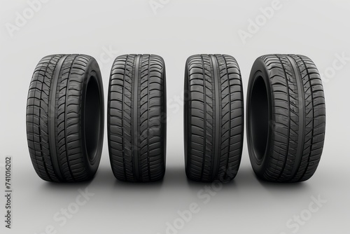 Car tires close-up on white background