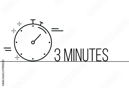 3 minutes timer icon. Stopwatch time sign. Clock symbol vector for time control